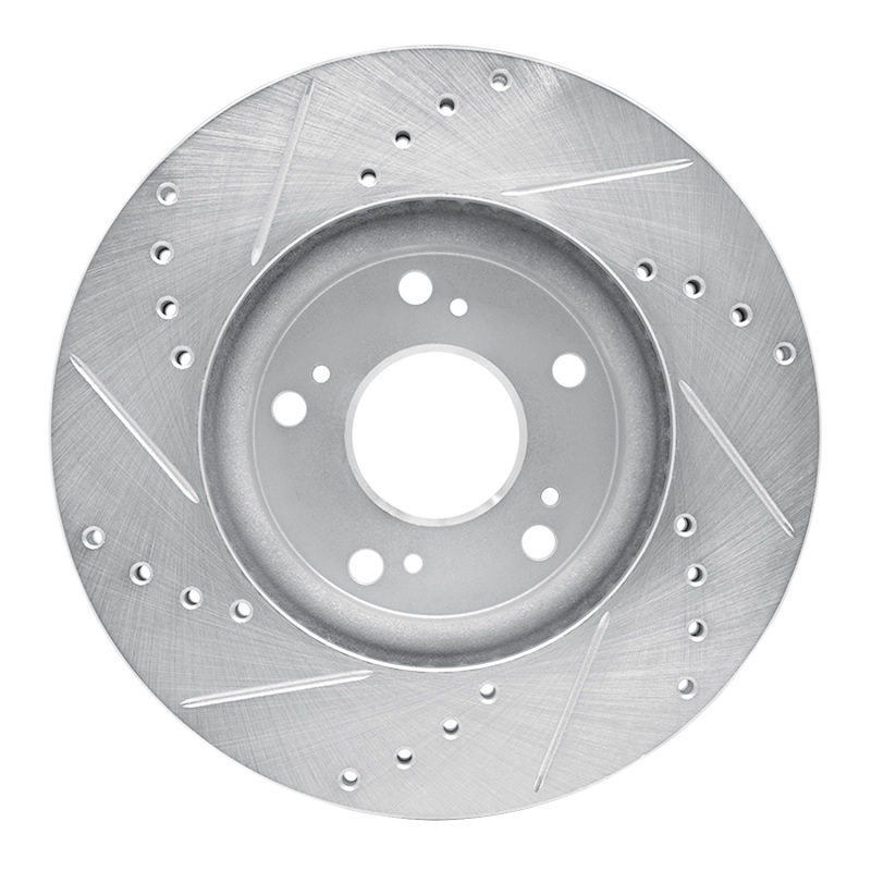 Acura ILX Brake Rotor (1) - Front Right - R1 Concepts - Drilled & Slotted - Silver - `03-`17